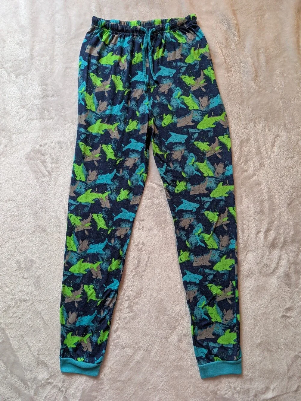Jellifish Kids Boys Shark Pajama Sleep Set Short Sleeve Top Jogger Pants XL